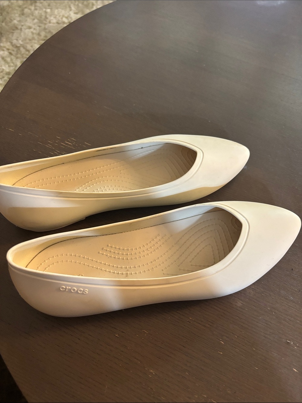 CROCS Women's Neutral Cream Pointed-Toe Ballet Flats